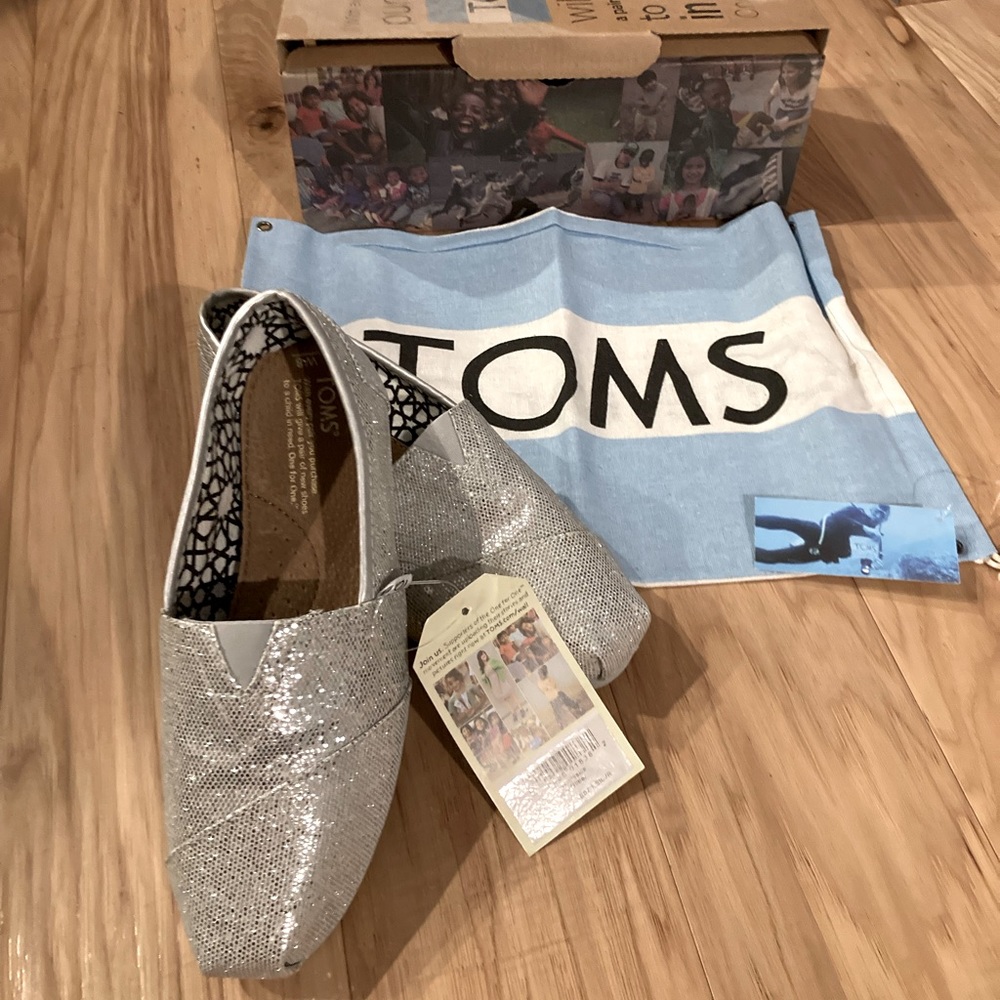 Toms Silver Glitter flats